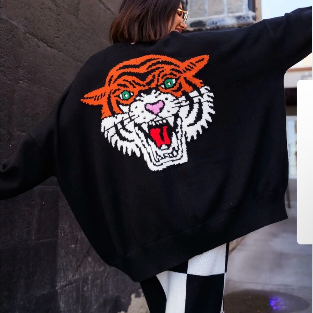 Dressed in LALA Black Tiger Cardigan
